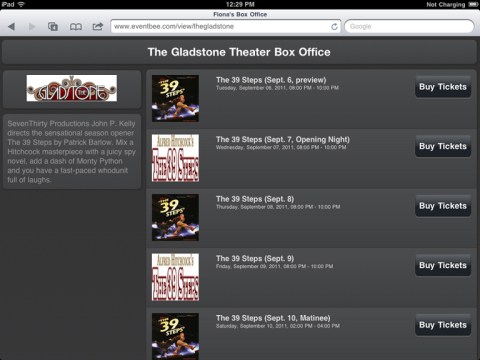 iPad Box Office Home Page